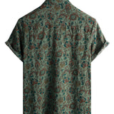 Wincenty | Zielona koszula retro paisley w stylu lat 70.