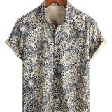 Eligiusz | Beżowa koszula vintage w kwiatowy wzór paisley