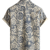Eligiusz | Beżowa koszula vintage w kwiatowy wzór paisley