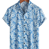 Mariusz | Koszula aloha w niebieskie tropikalne kwiaty
