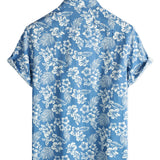 Mariusz | Koszula aloha w niebieskie tropikalne kwiaty