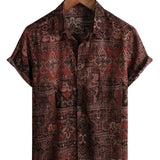 Alojzy | Brązowa koszula paisley w stylu western retro