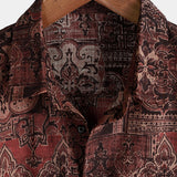Alojzy | Brązowa koszula paisley w stylu western retro