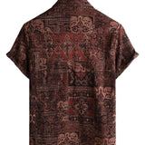 Alojzy | Brązowa koszula paisley w stylu western retro