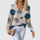 Meda - Elegancki sweter z kwiatowym wzorem