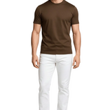 Klemens | Ciemnobrązowy T-shirt slim fit