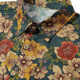 Szymon | Zielona koszula z botanicznym nadrukiem vintage