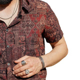 Alojzy | Brązowa koszula paisley w stylu western retro
