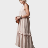 Katia - Sukienka Maxi z Halterem i Falbanami