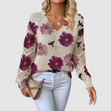 Meda - Elegancki sweter z kwiatowym wzorem