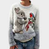 Lucy - Pluszowy sweter z świątecznym królikiem
