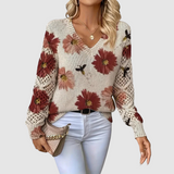 Meda - Elegancki sweter z kwiatowym wzorem