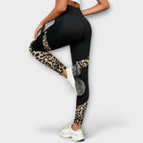 Legginsy z wysokim stanem w leopardzi wzór