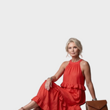 Katia - Sukienka Maxi z Halterem i Falbanami