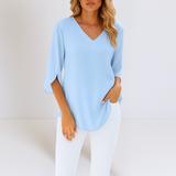 Dana - Elegancka bluzka z dekoltem w kształcie litery V i otwartymi rękawami