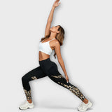 Legginsy z wysokim stanem w leopardzi wzór