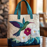 Quilted White Flower Tote Bag
