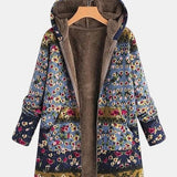 Elena - Boho Kwiatowy Sherpa Bluza z Kapturem