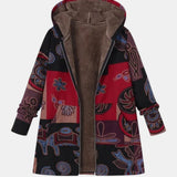 Marina - Boho Abstrakcyjny Patchworkowy Hoodie Płaszcz