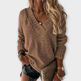 Carolina - Wygodny sweter z dekoltem w serek