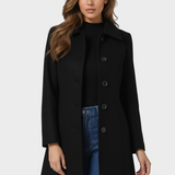 Josephine - Damski zimowy trench coat z jednym guzikiem
