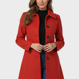 Josephine - Damski zimowy trench coat z jednym guzikiem