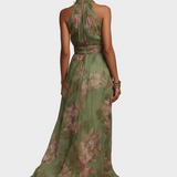 Livia - Elegancka Maxi Sukienka Halter w Kwiaty