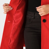 Josephine - Damski zimowy trench coat z jednym guzikiem